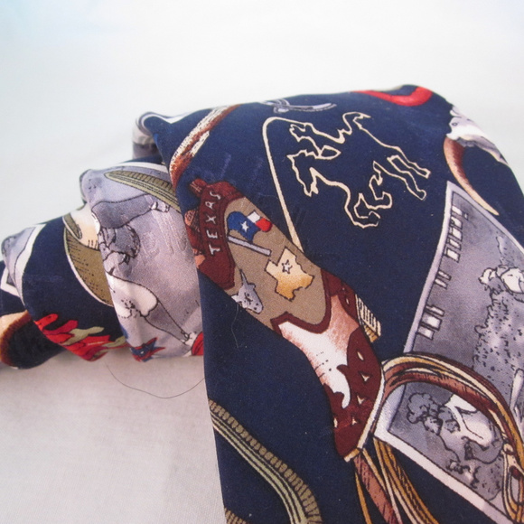 NICOLE MILLER Silk Necktie TEXAS BASEBALL Navy Red - Picture 3 of 8